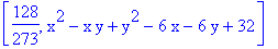 [128/273, x^2-x*y+y^2-6*x-6*y+32]